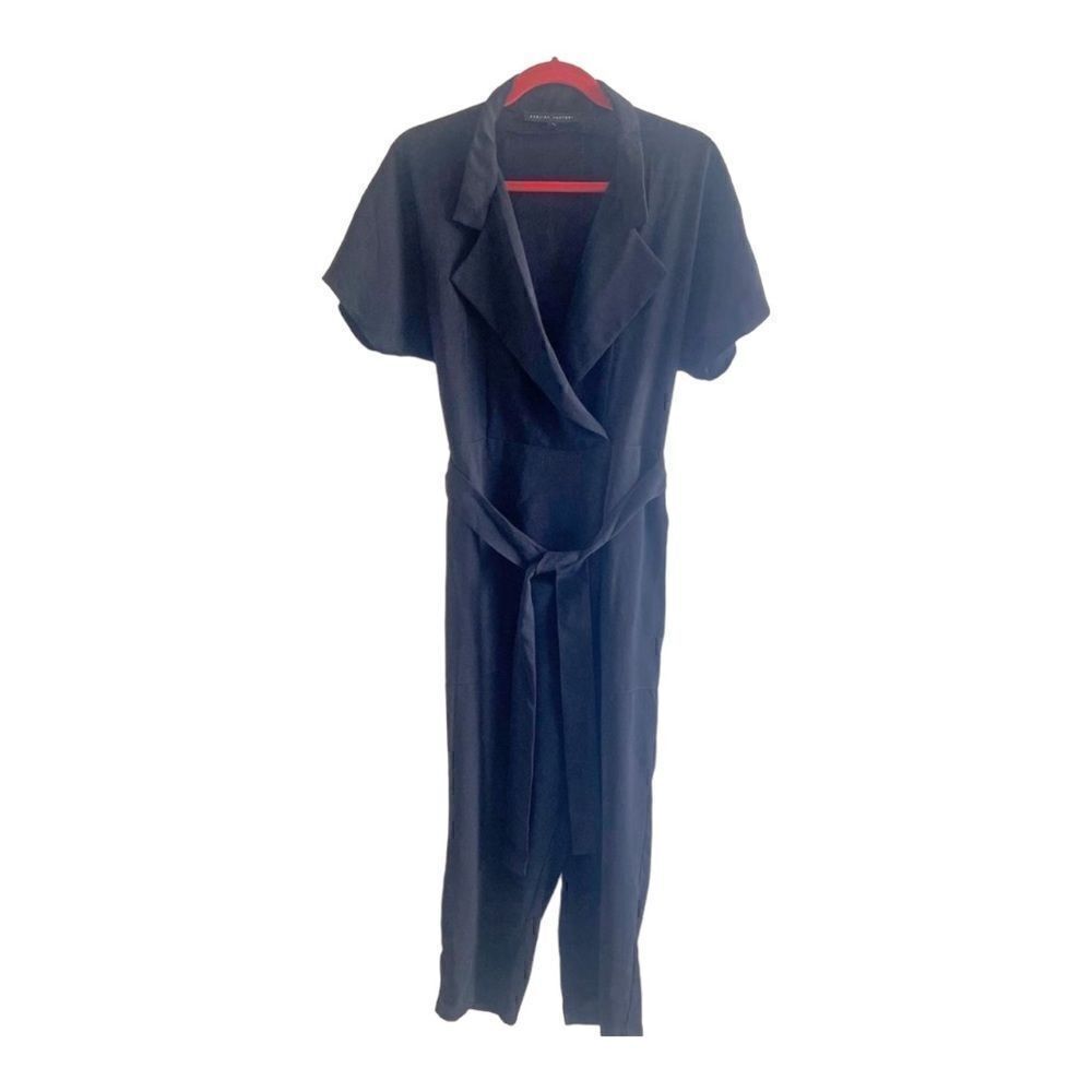 English Factory Black Belted Wrap Jumpsuit Short Sleeve Size S NWOT